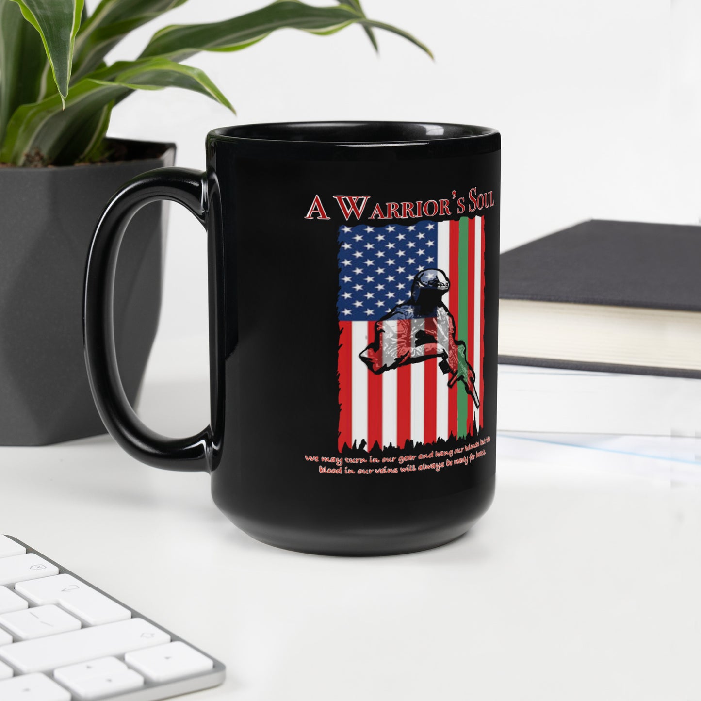 A Warrior’s Soul Black Glossy Mug