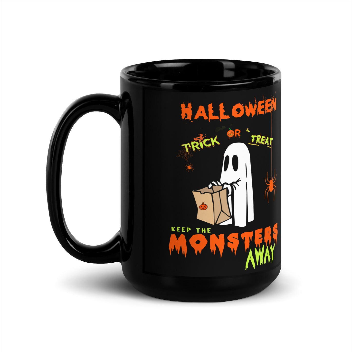 Halloween Trick or Treat Black Glossy Mug