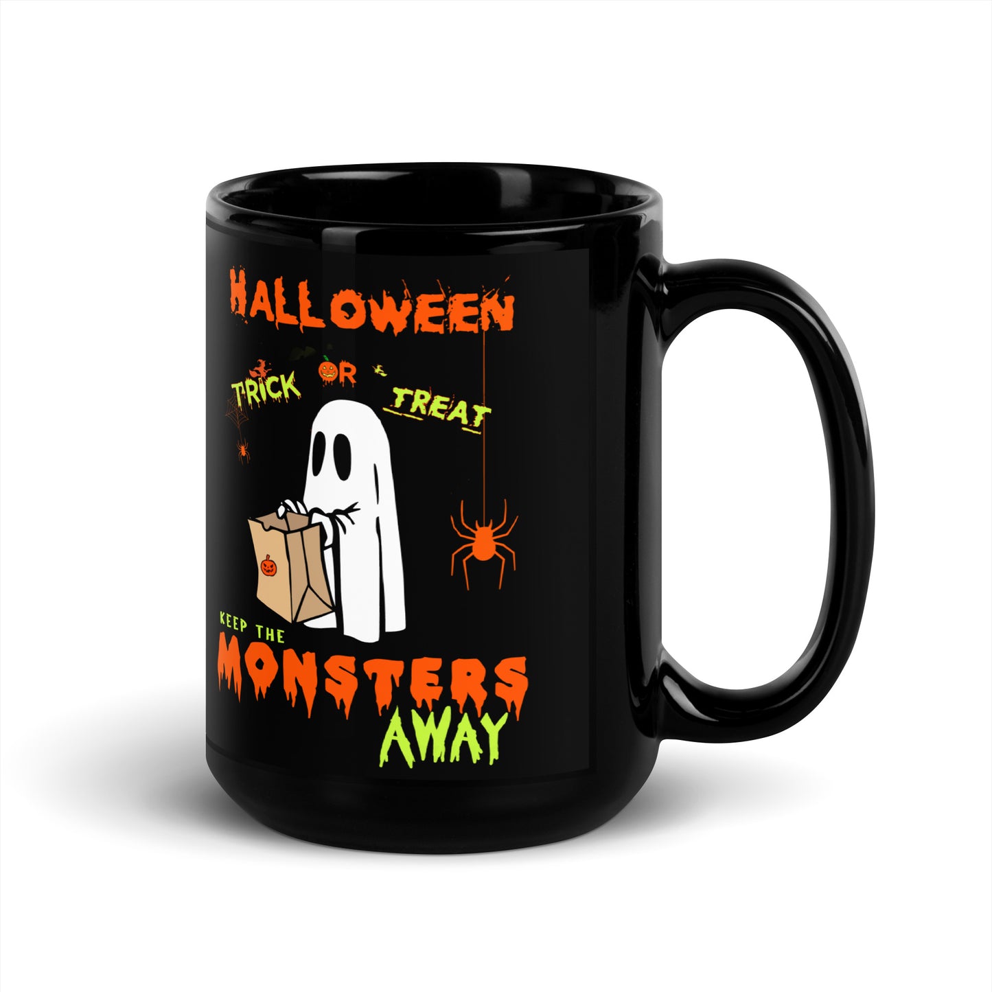 Halloween Trick or Treat Black Glossy Mug