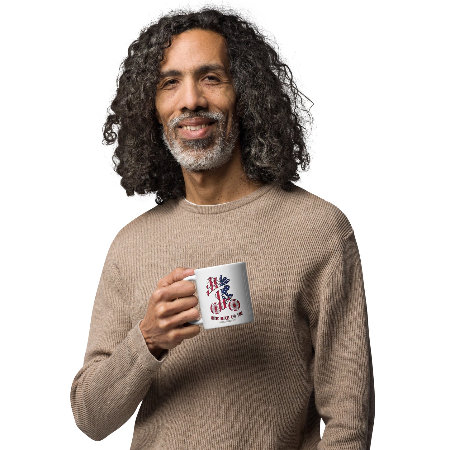 Bike Flag White glossy mug
