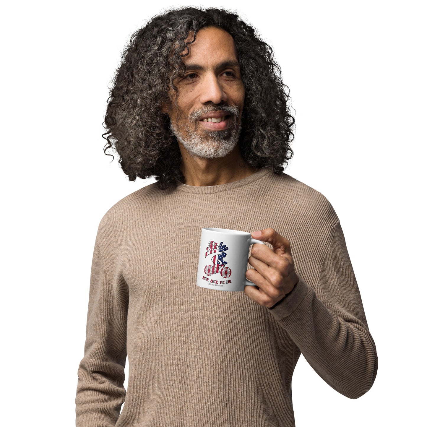 Bike Flag White glossy mug