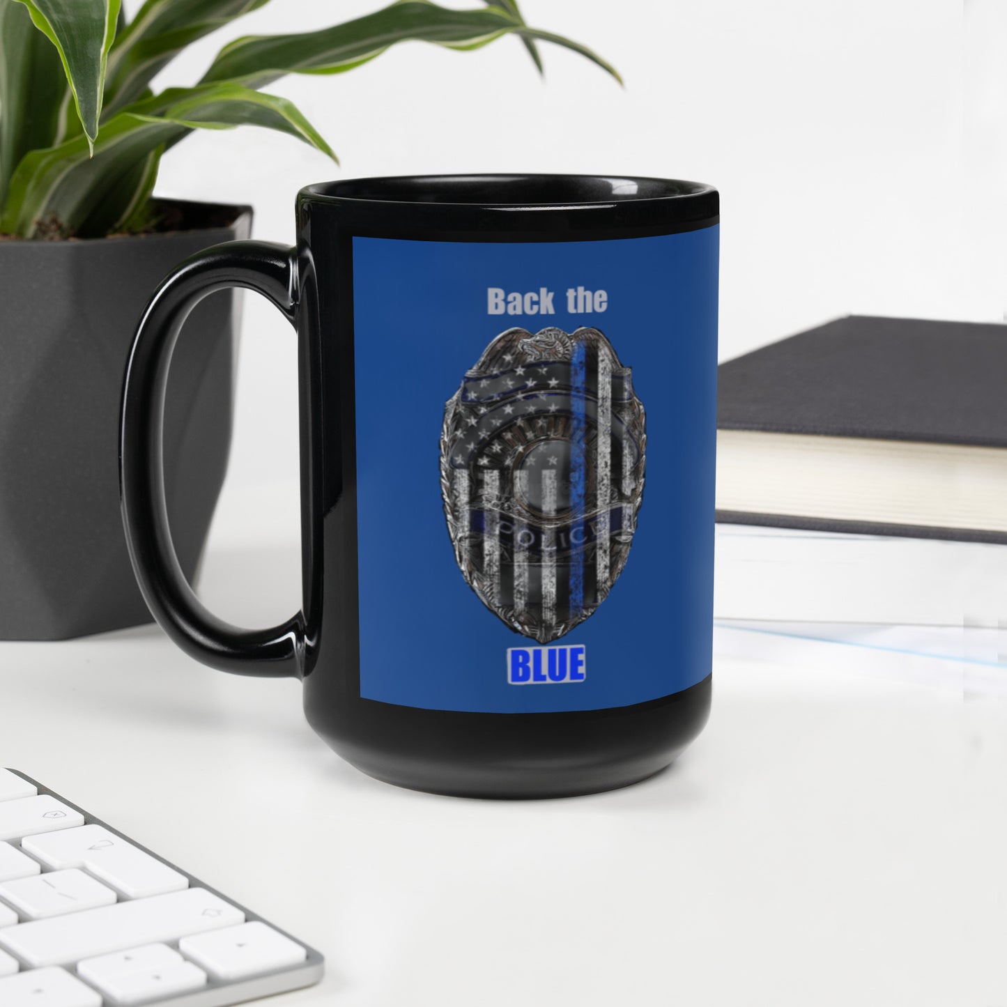 Back the Blue Black Glossy Mug