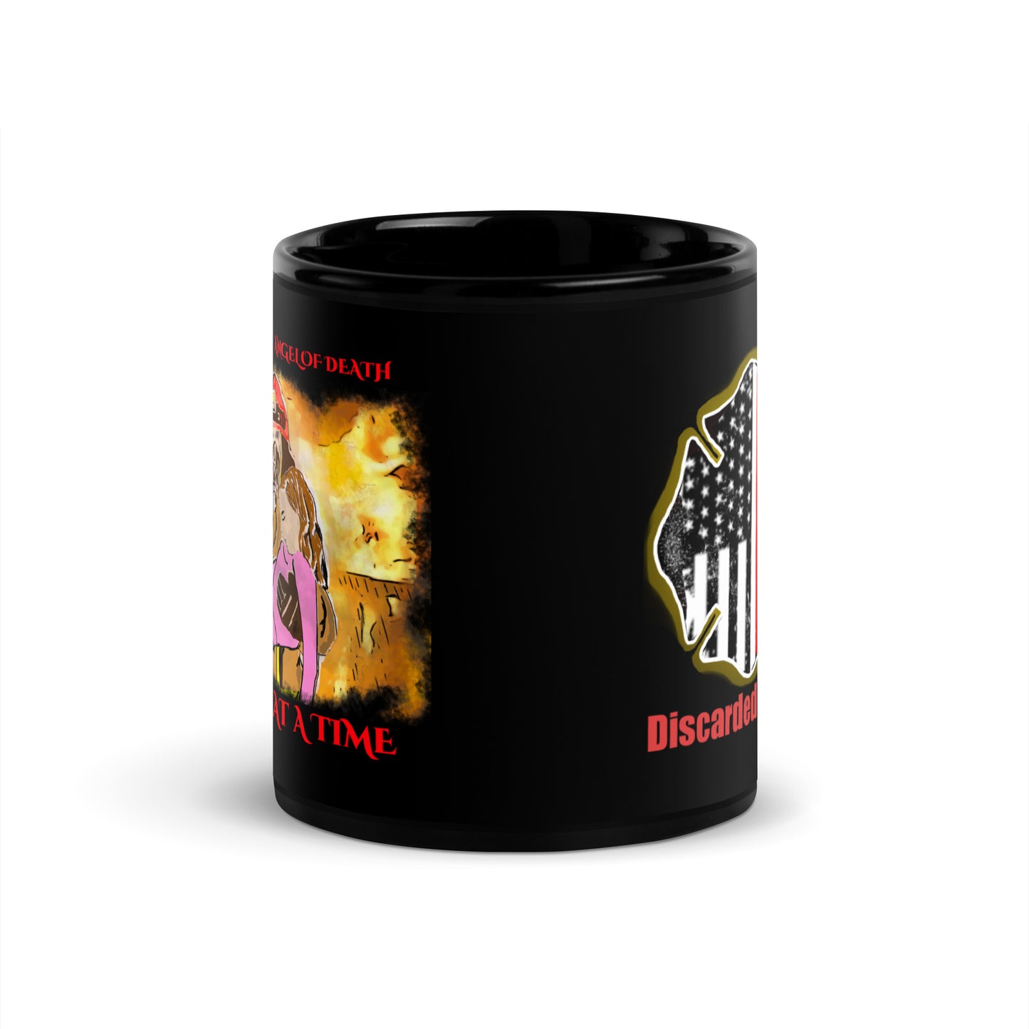 Firemen Cheating Death Black Glossy Mug