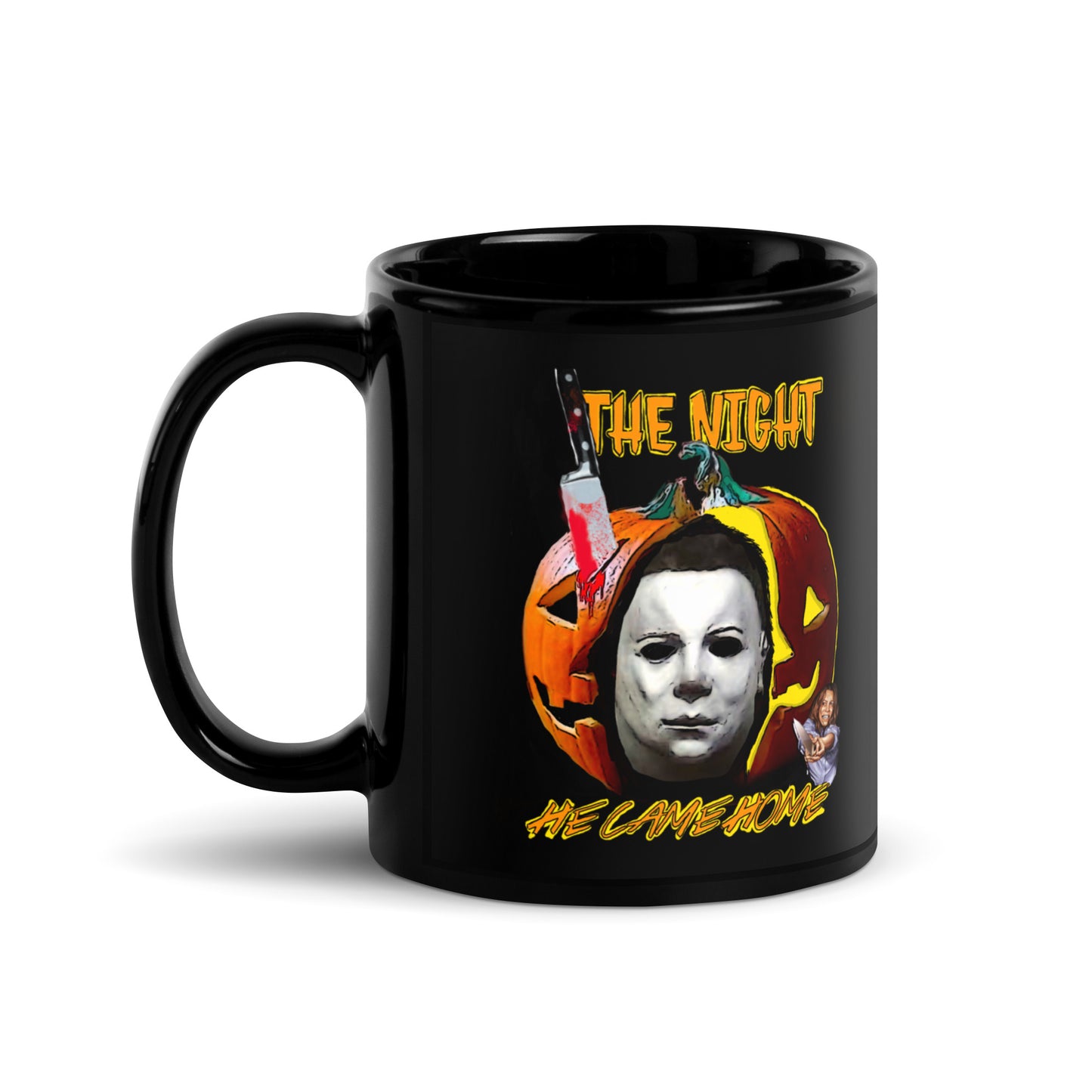 Halloween The Night He Came Home Black Glossy Mug