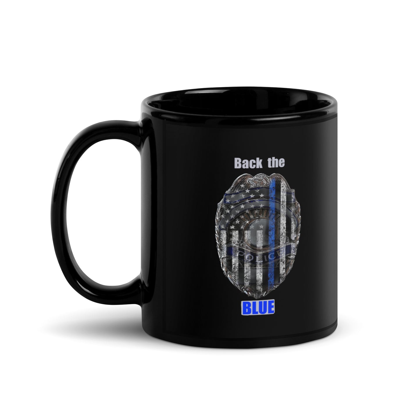 Back the Blue Black Glossy Mug