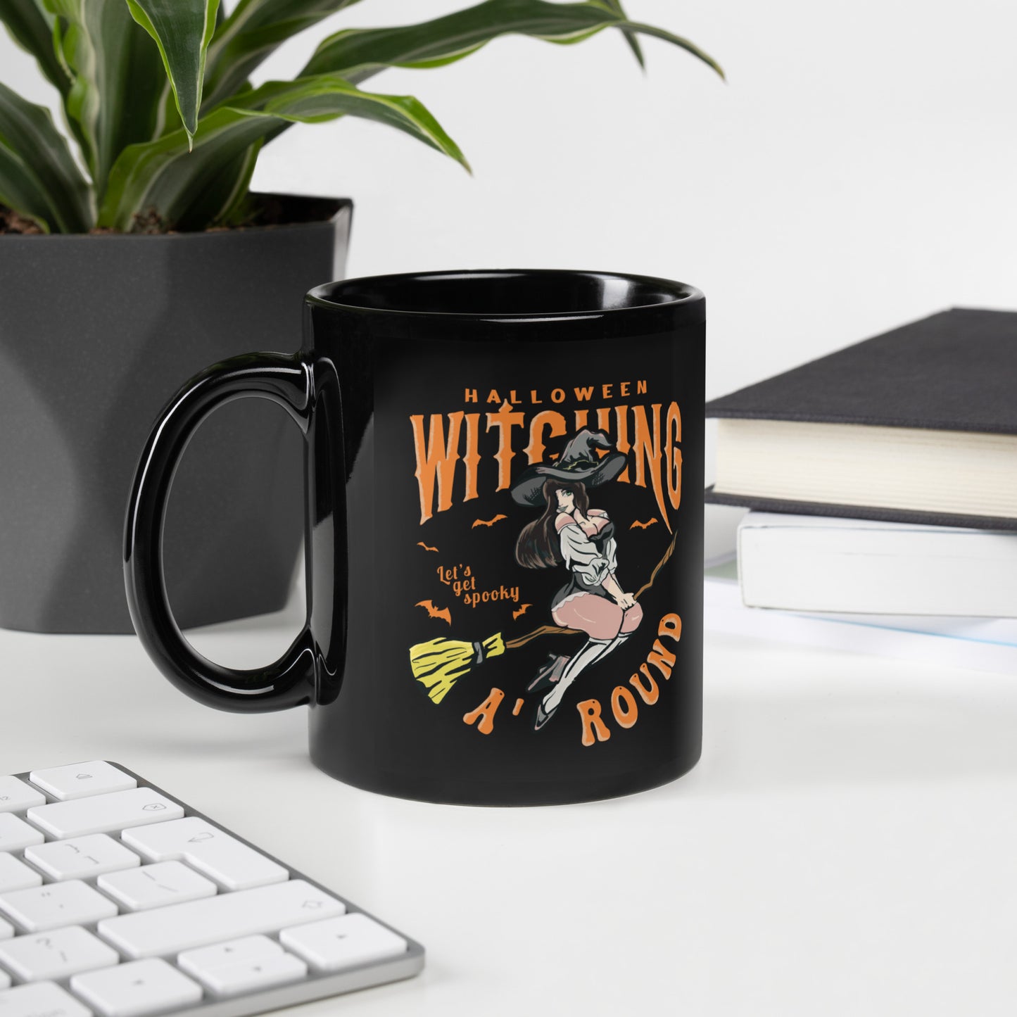 Halloween Witching Around Black Glossy Mug