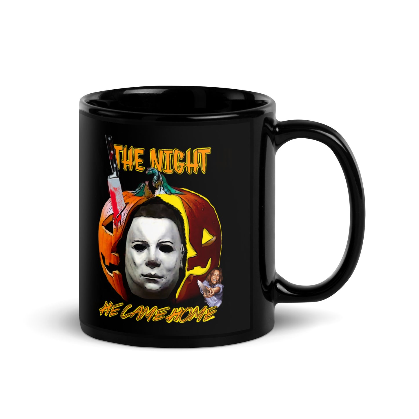 Halloween The Night He Came Home Black Glossy Mug