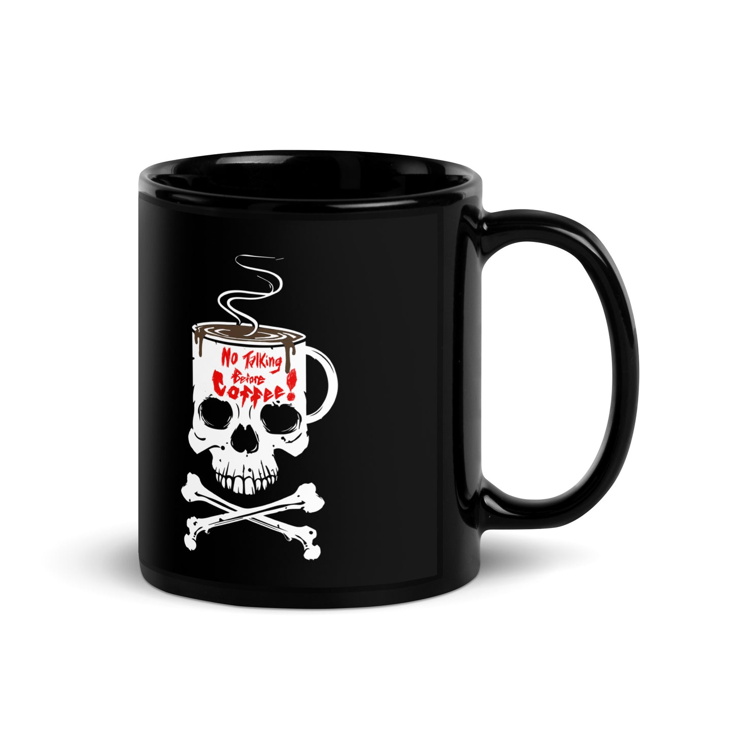 No talking before coffee Black Glossy Mug