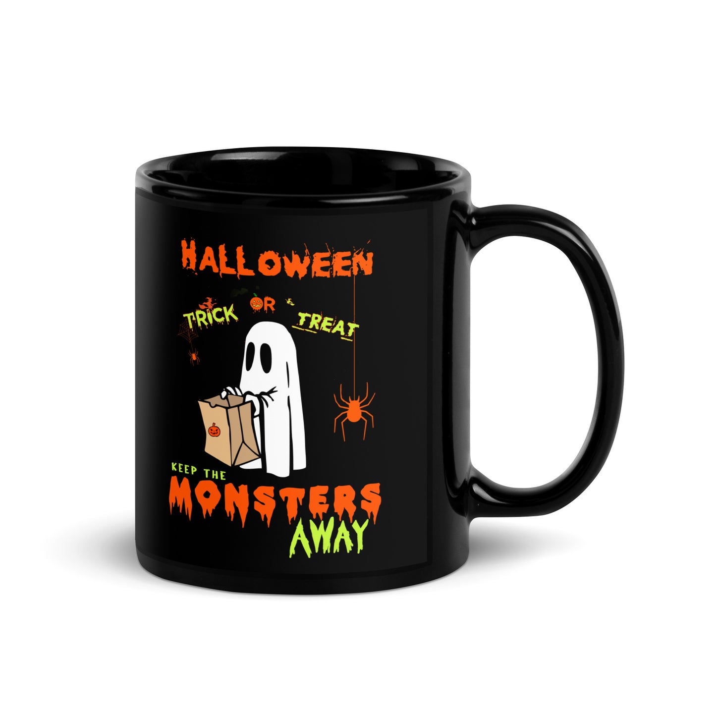 Halloween Trick or Treat Black Glossy Mug