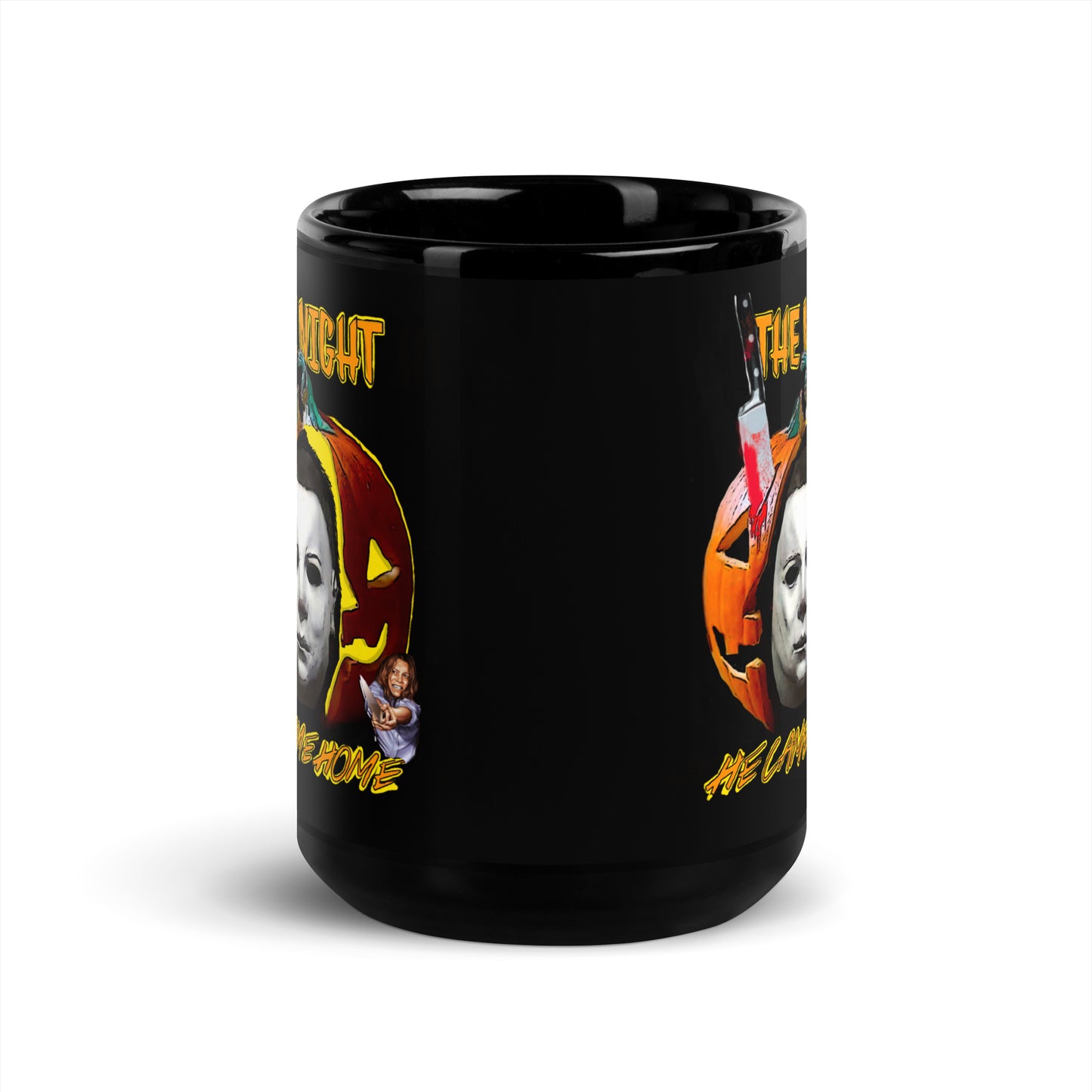 Halloween The Night He Came Home Black Glossy Mug