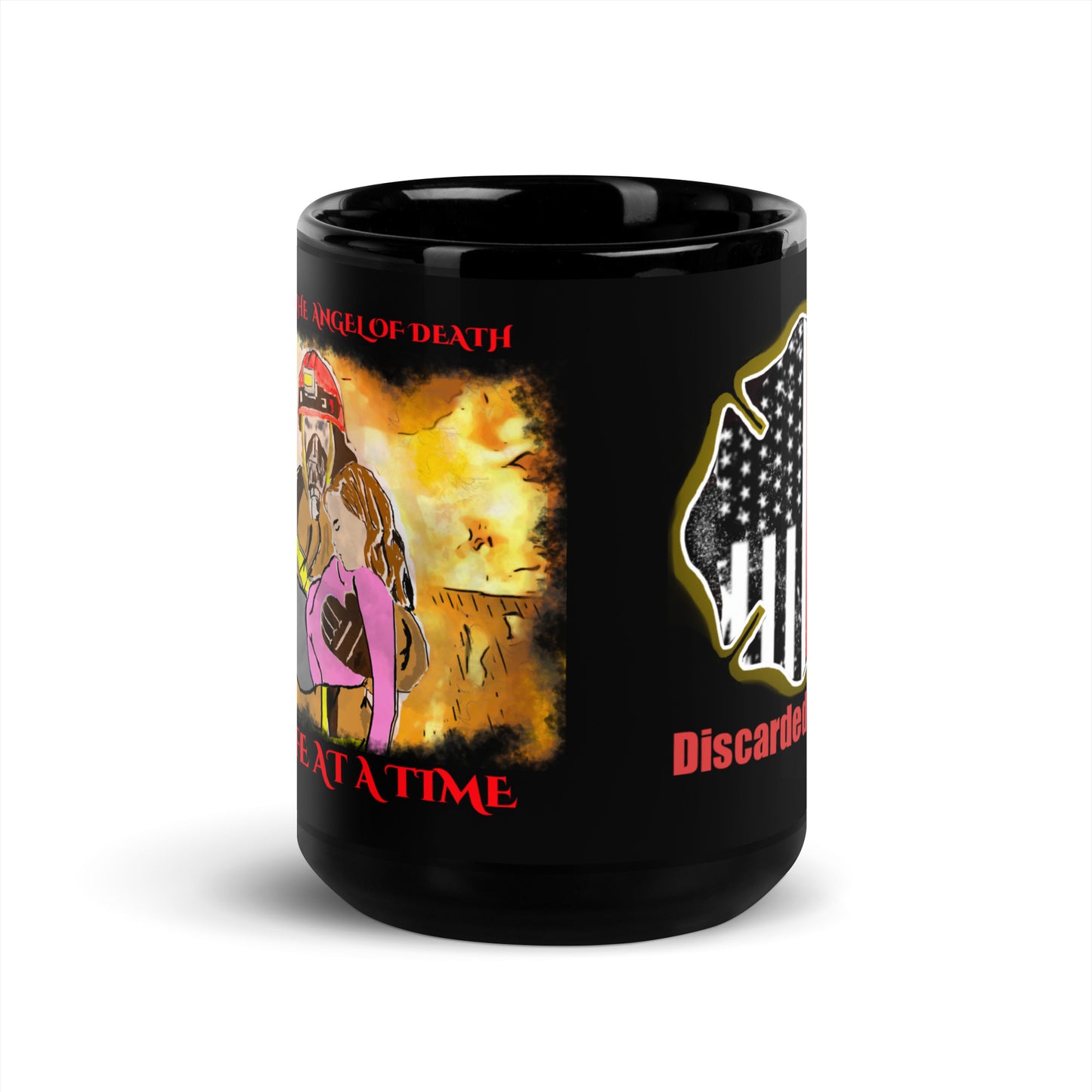 Firemen Cheating Death Black Glossy Mug