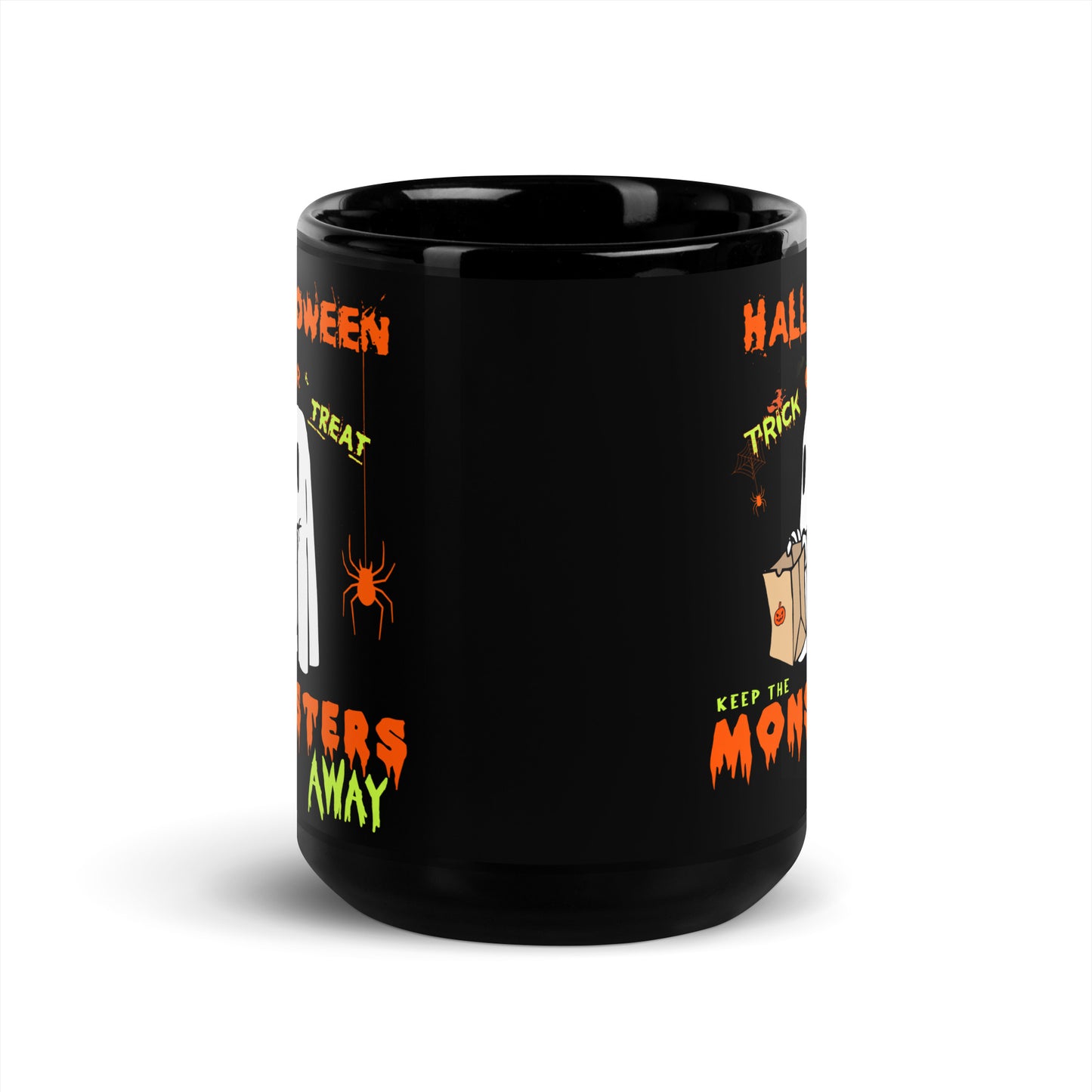 Halloween Trick or Treat Black Glossy Mug