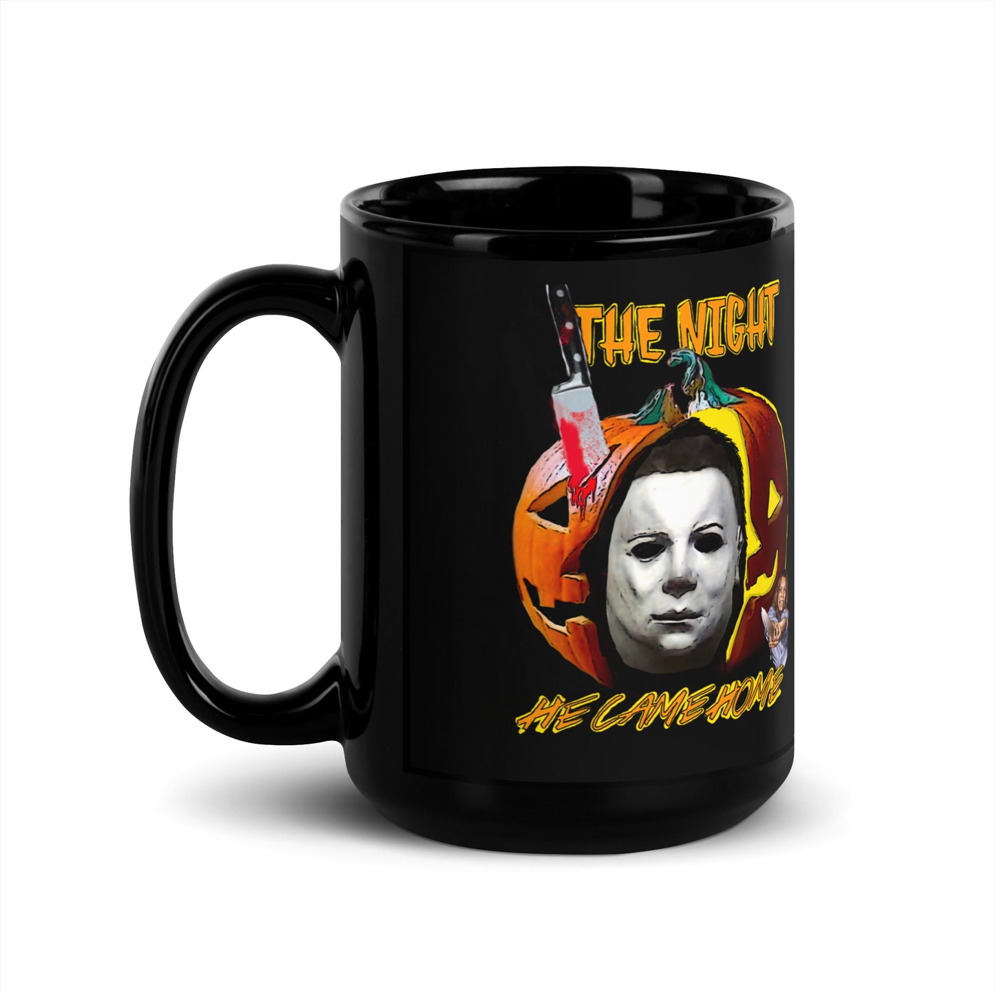 Halloween The Night He Came Home Black Glossy Mug