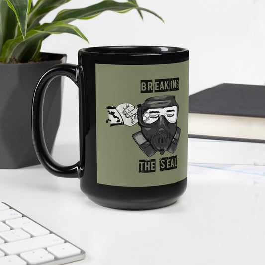 Breaking the Seal Black Glossy Mug