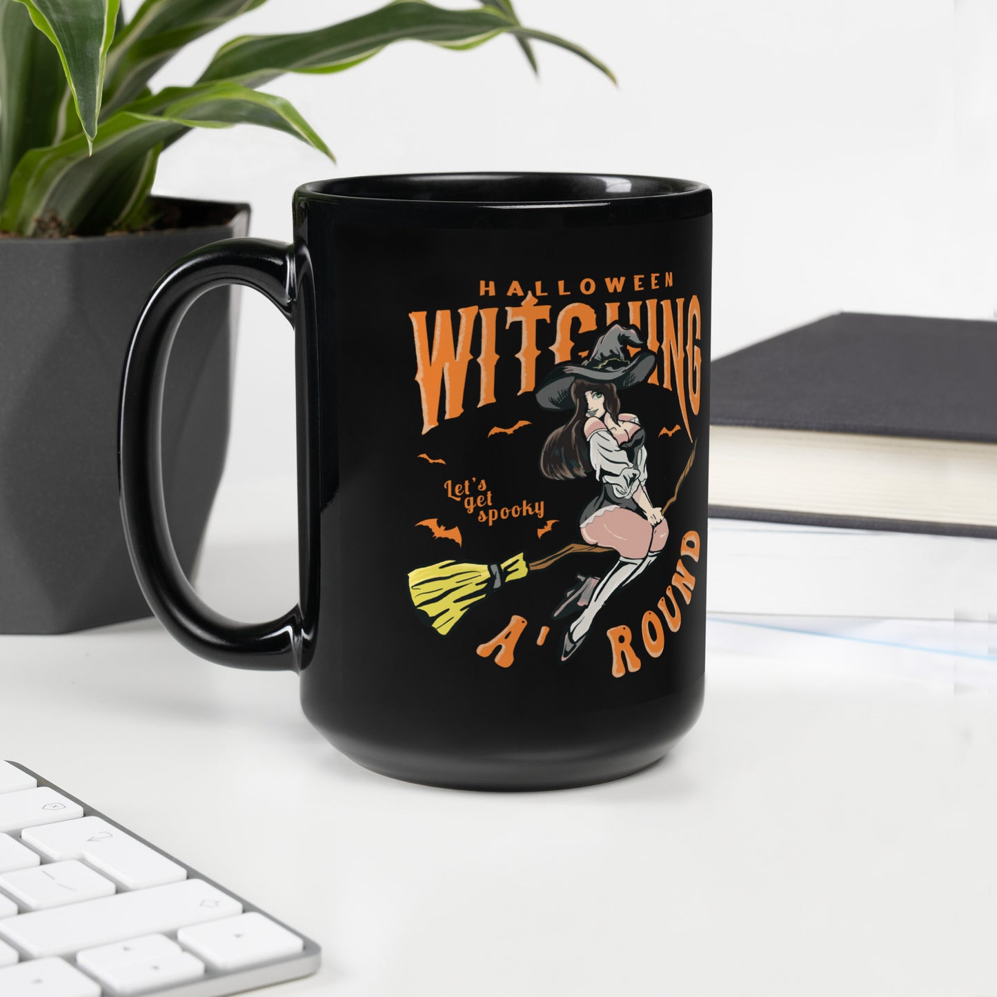 Halloween Witching Around Black Glossy Mug