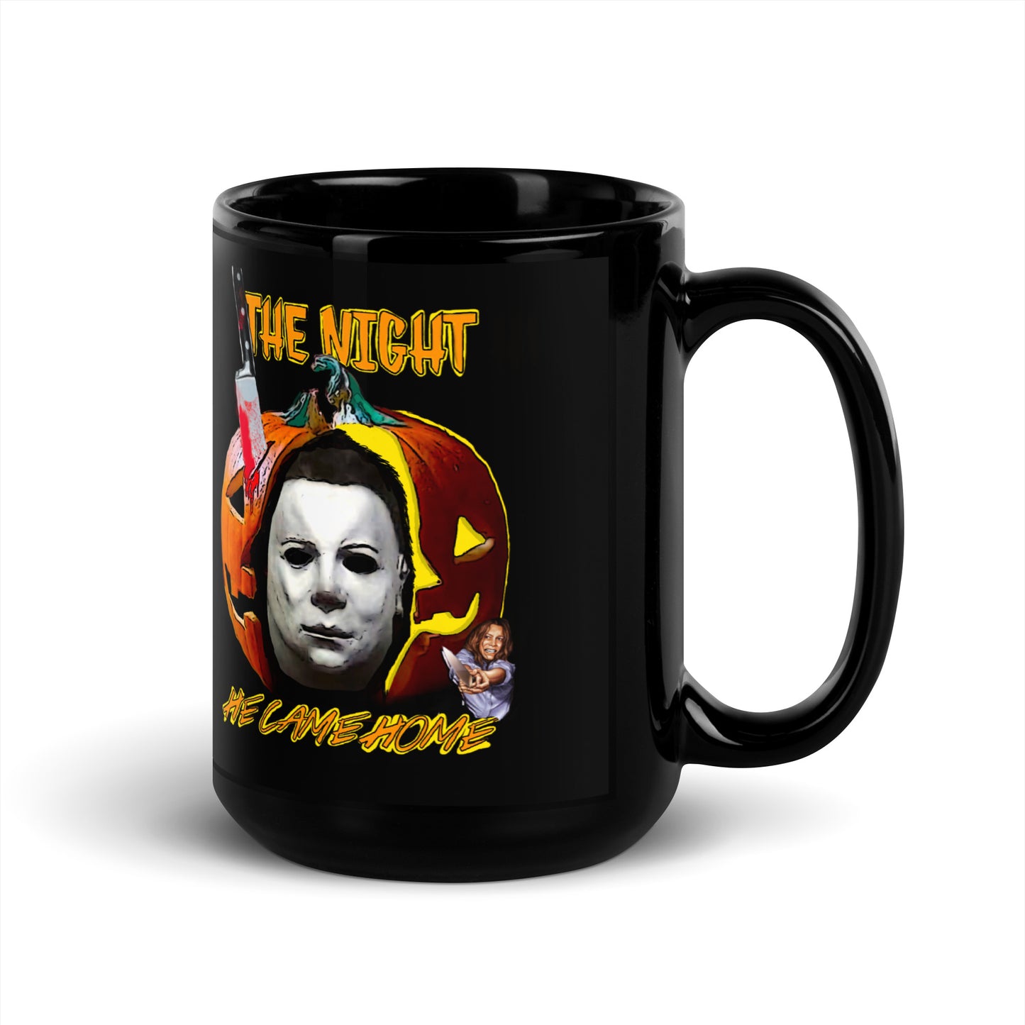 Halloween The Night He Came Home Black Glossy Mug