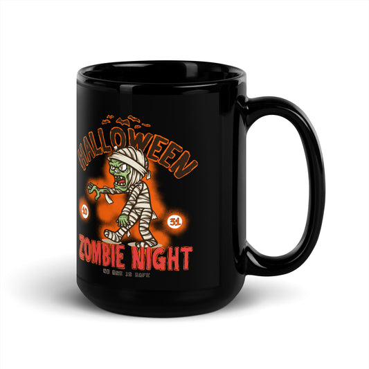 Halloween Zombie Night Black Glossy Mug
