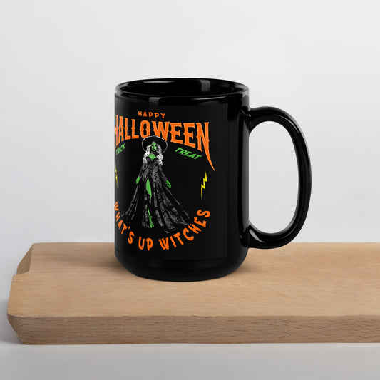 Halloween What up Witches Black Glossy Mug