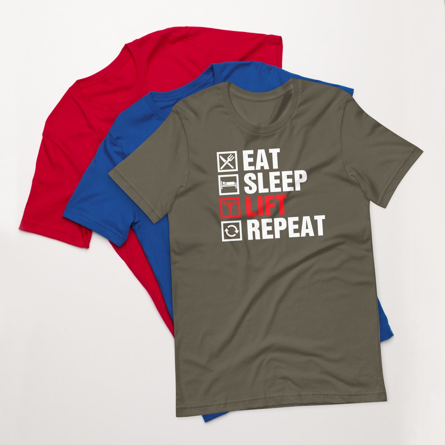 Gym Eat Sleep Lift Repeat Unisex t-shirt