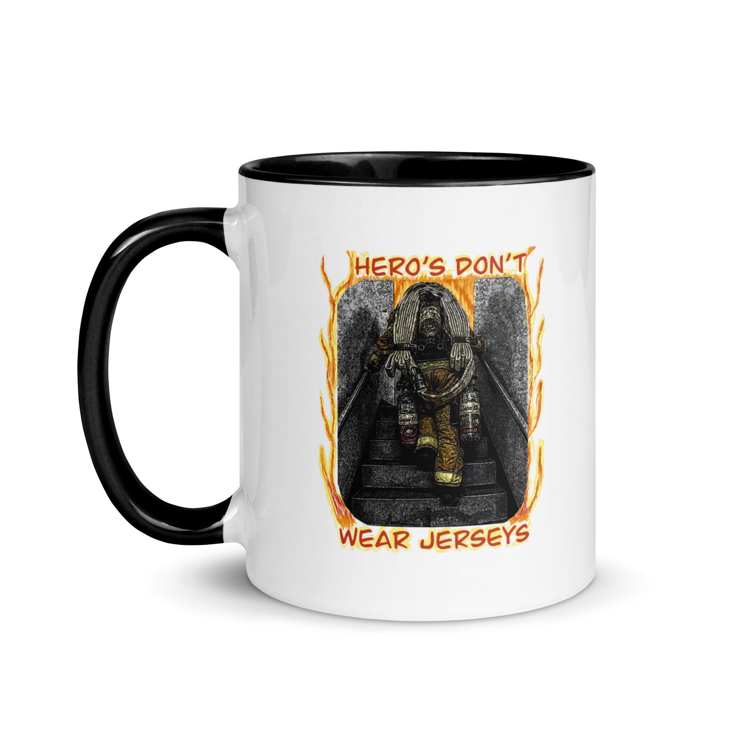 Firemen - Hero’s Don’t Wear Jerseys Mug with Color Inside