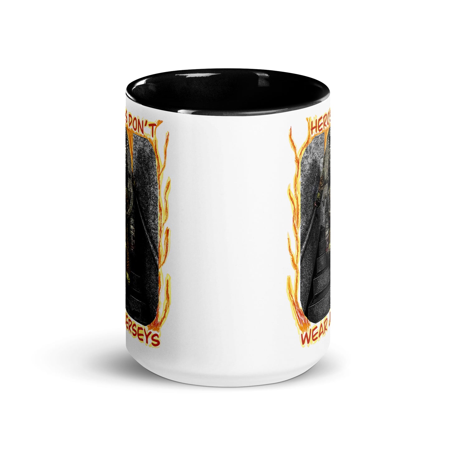 Firemen - Hero’s Don’t Wear Jerseys Mug with Color Inside