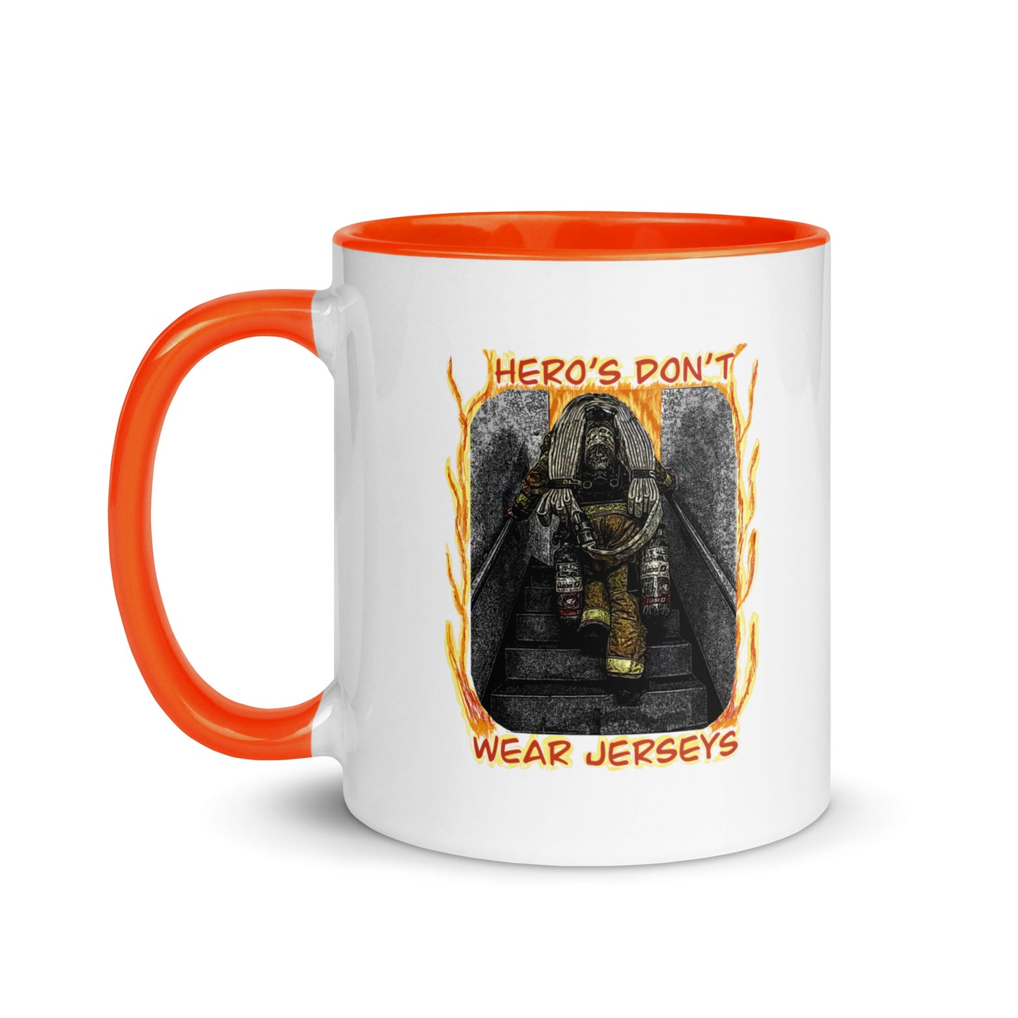 Firemen - Hero’s Don’t Wear Jerseys Mug with Color Inside