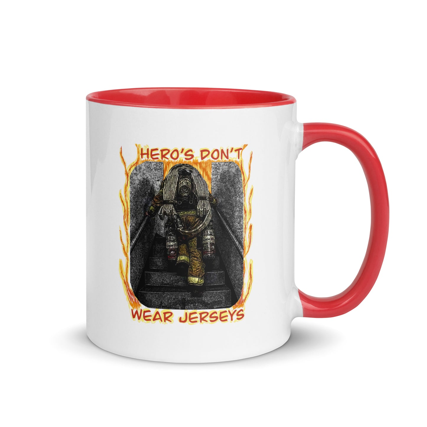 Firemen - Hero’s Don’t Wear Jerseys Mug with Color Inside