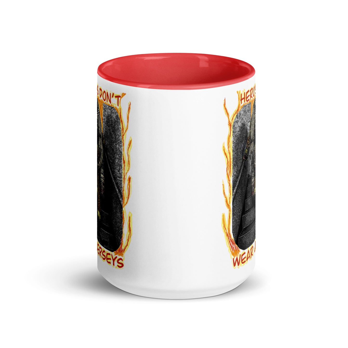 Firemen - Hero’s Don’t Wear Jerseys Mug with Color Inside