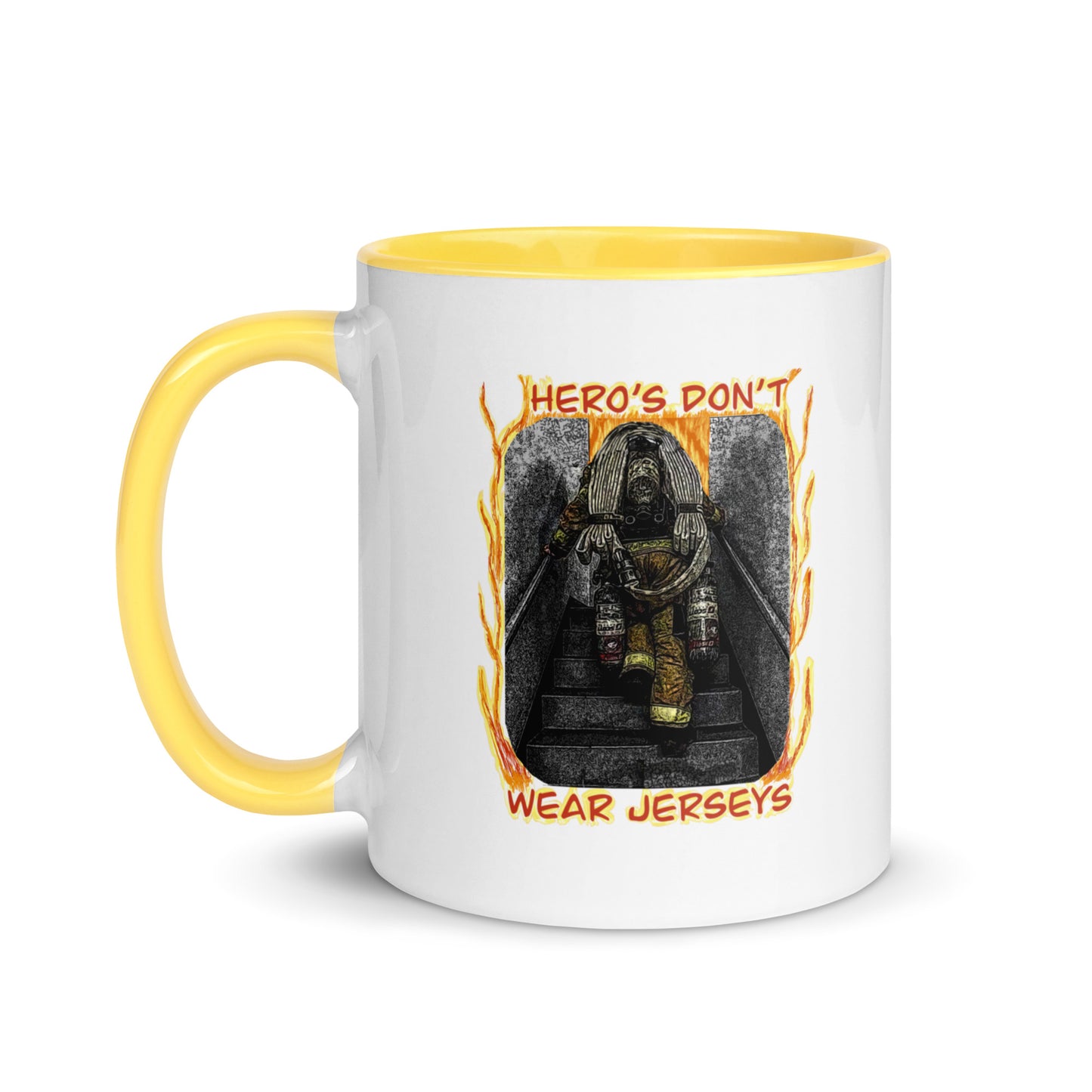 Firemen - Hero’s Don’t Wear Jerseys Mug with Color Inside