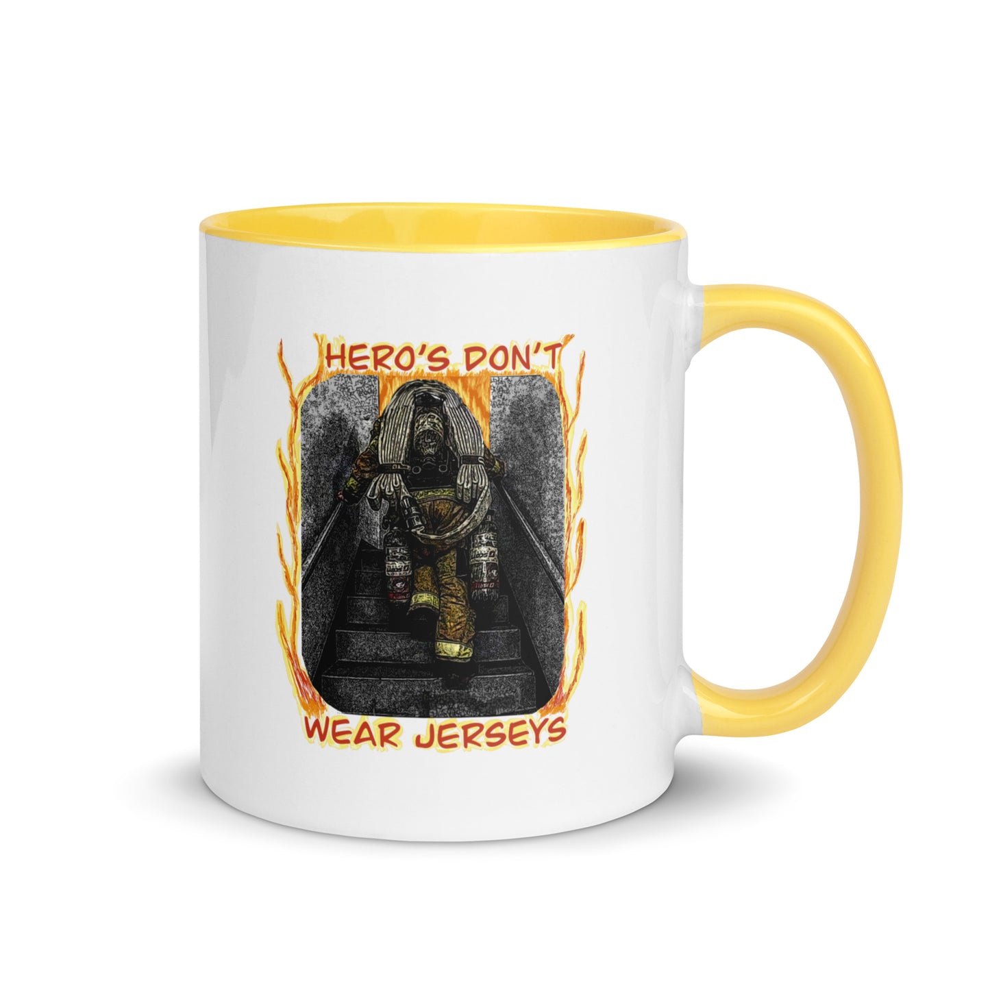 Firemen - Hero’s Don’t Wear Jerseys Mug with Color Inside