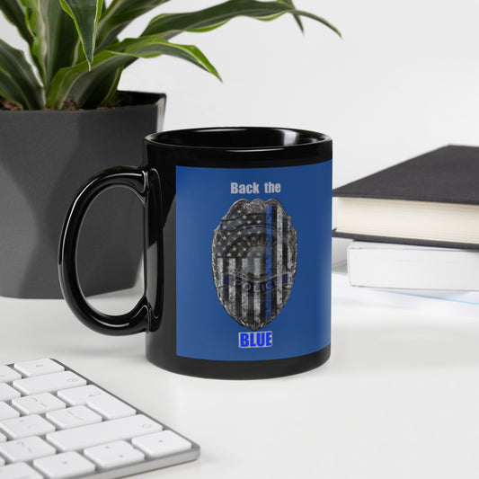 Back the Blue Black Glossy Mug